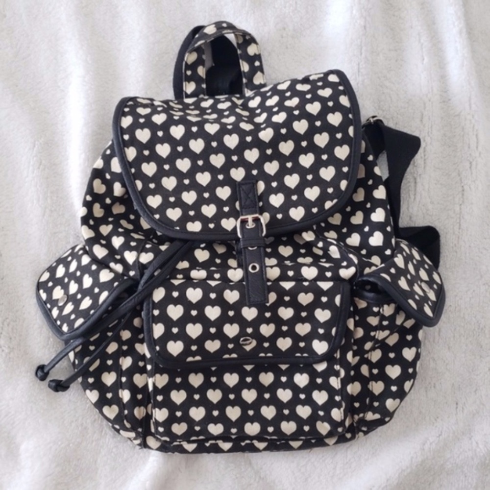 Black and White Heart Small Fashion Backpack